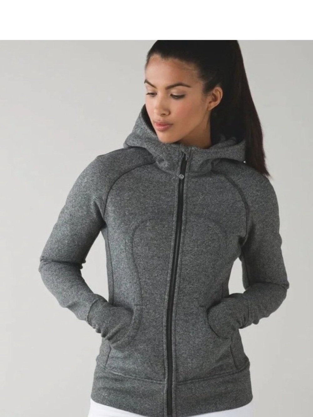 lululemon athletica Heather Gray Full-Zip Hooded Jacket